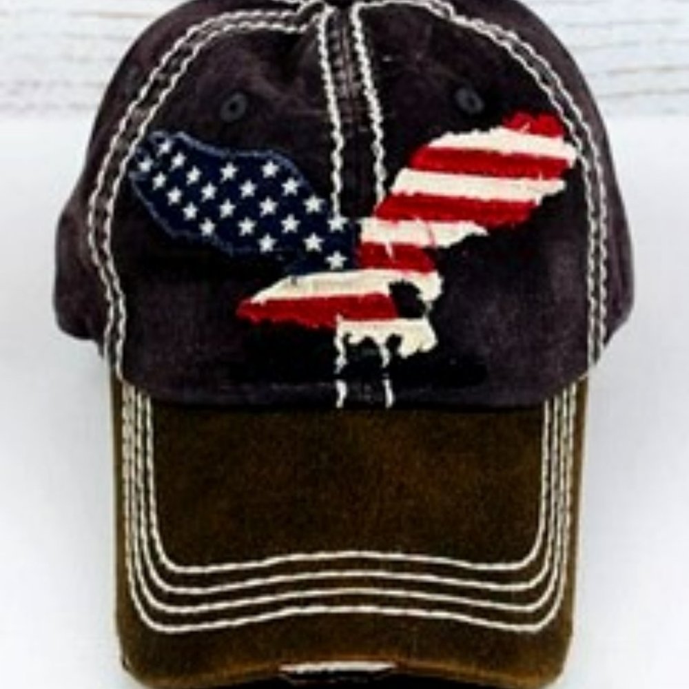 Distressed Patriotic Americana Eagle Cap